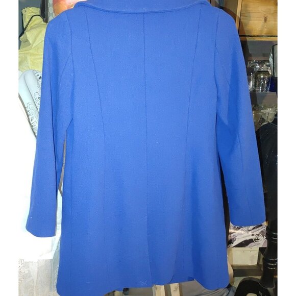 Calvin Klein Size 2 Wool Blue Coat Jacket Women Button And Tie Waist Pockets - Picture 9 of 9